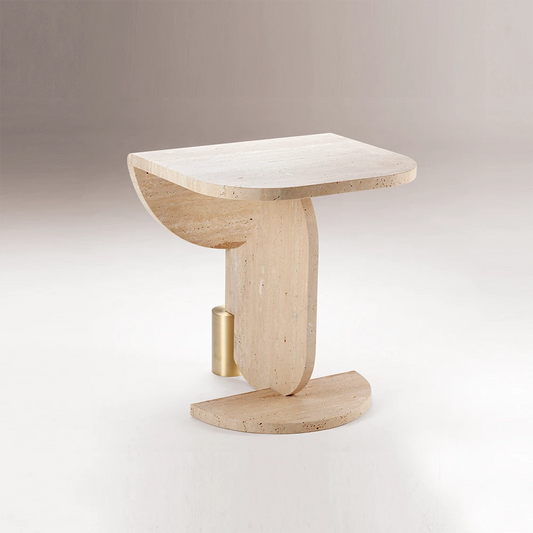 Playing Games Travertine Side Table