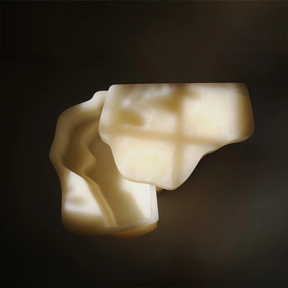 Top view of the open White Moth Nightstand by Panorammma with its wing-shaped compartments extended