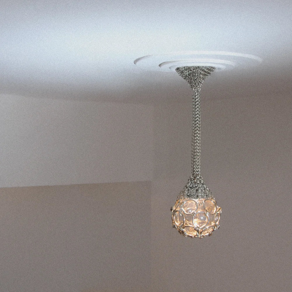 Single Pendant Chainmail Droplet Chandelier