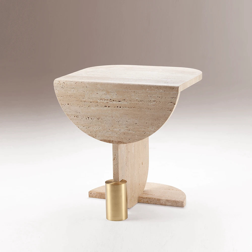 Playing Games Travertine Side Table